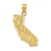 14K Yellow Gold Cali Girl State Map Pendant