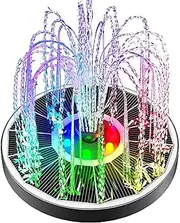 Outdoor Water Feature Solar Fountain Pump for Bird Bath with Lights,3.5W Solar Water Fountain with 2200 MAh Battery. Fountain Supplies(White Panel Colorful)