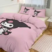 a2295 Kuromi Cute Cartoon Character Duvet Cover Set Bedding Set 1 Duvet Cover And 2 Pillowcases 3D Cartoon Printed Comfortable And Ultra Soft Bed Set