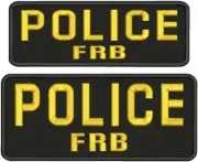 POLICE FRB embroidery patch 4x10 and 3x9 hook GOLD LETTERS