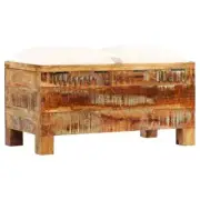 Solid Wood Bench with Storage Unit Retro Style Fabric Seat Home Furniture Decor
