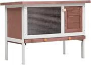 Generic Outdoor Rabbit Hutch 1 Layer Brown Wood