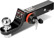 Citymons Anti-Rattle Trailer Hitch Ball Mount, 2" Drop Hitch with 1-7/8" Ball for 2" Receiver, Tow Hitch with Lock for Rv/Truck/Yachts/ATV/UTV, 7500 LBS GTW