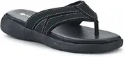 [Pavers] Leather Cushioned Toe-Post Sandals, Black, 7 UK
