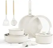 [PFATURKHN] Ceramic Cookware Set 17 Piece,Pots and Pans Set,Non Toxic Cookware Set with Detachable Handle,Induction Nonstick Kitchen Sets,PFAS/PFOA Free,Dishwasher/Oven Safe/Suitable for All Stoves
