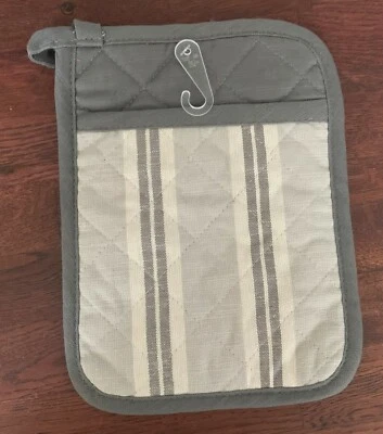THRESHOLD Gray stripe 7" x 9" machine washable potholder