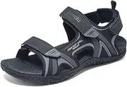 [QUANDELI] Men's Sport Sandals, Open Toe Water Sandals with Arch Support Waterproof Lightweight Casual Athletic Sandals for Outdoor Beach Travel Summer, Light Grey, 13