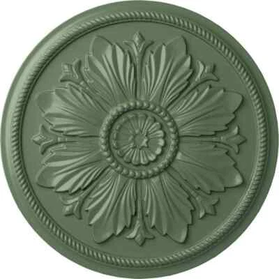 Ekena Millwork Ceiling Medallion Urethane Circle Hand-Painted Athenian Green