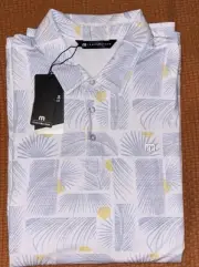 TravisMathew Men's Sun Guilt AOP White Golf Polo NWT XXL Travis Mathew (Logo)