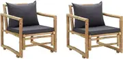 Garden Chairs with Cushions 2 pcs Bamboo,Outdoor Chairs 21.4KG-315599
