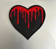 Dripping Blood Heart-Shaped Embroidered Iron-On/Sew-On Patch P27