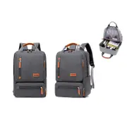 2Pcs Men Large Capacity Canvas Backpack Laptop Notebook School Travel Bag-Light Gray