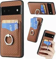 Compatible with Google Pixel 7a Case,Compatible with Google Pixel 7a [PC+TPU+PU] Card Holder Kickstand Phone Cover Brown