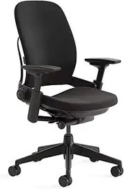 Steelcase Leap High-Perfomance Ergonomic Office Chair, Licorice Black Fabric, Black Frame, 5 Adjustable Levels, Reclining, Lumbar Support, Fine Adjustment