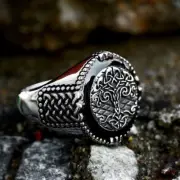Man Fashion Stainless Steel Tree of Life Cool Style Vintage Biker Titanium Ring