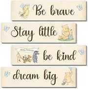 4Pcs Winie the Pooh Decorations-Winnie the Pooh Baby Stuff-Winnie Bedroom Wall Decor-Adorable Winnie the Pooh Sign for Baby Room-Winnie the Pooh Nursery Decor-Baby Shower Decorations(Classic)