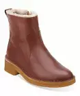 Clarks Womens Maru May Cognac Leather Shearling Lined Zip Ankle Boots Sz 8 US