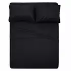6 Piece Hotel Luxury Soft 100% Cotton bed sheets set 24 deep 600 TC Queen Black