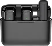 J13 Wireless Lavalier Microphone with Charging Box Portable Audio Video Receiver Mini Microphone for iPhone Android Tablet Game Live Streaming(1 to 2 for Type C)