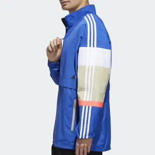 ADIDAS UB 男裝 外套 風衣 立領 口袋 休閒 訓練 撞色 拼接 三線 藍【運動世界】GL0401