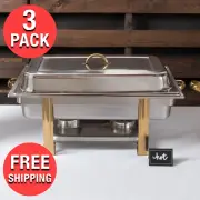Stainless Steel Full-Size Chafer Set for Buffet Catering Chafing Dish | 3/Pack