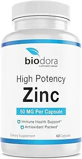 Adora Organics Zinc High Potency - 50mg - 60 Capsules - Immune System & Antioxidant Support, Non-GMO, Gluten Free