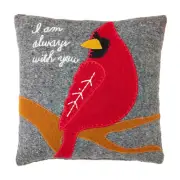 Mud Pie Always Cardinal Felt Pillow, 8" x 8", Gray