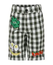 Stella McCartney Kids Embroidered Motif Checked Shorts 4Y Gray