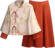 [AIMALL] Autumn Winter Improved Cheongsam Top for Women, Elegant Floral Pattern, Modern Mandarin Collar, Sizes S to XL