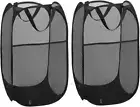 2PCS Foldable Laundry Baskets Pop Up Mesh Storage Bin Hamper Toy Organizer Black