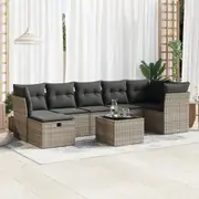 8 Piece Garden Sofa Set with Cushions Grey/Black Poly Rattan vidaXL