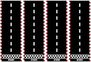 AIMALL 4 PCS Racing Themed Party Runner, Black and White Checkered Race Track Floor Decoration, 78.74" x 23.62" Durable Background Cloth for Events