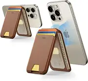 ESR Upgraded for MagSafe Wallet, 5 Card-Holder, Magnetic Wallet with Adjustable Stand, for iPhone 16/15/14/13/12 Series, Ultra-Slim, Not for iPhone Mini, Vegan Leather, Brown