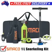 SMACO 1L 15-20 Min Mini Scuba Tank Scuba Diving Tank With Pump Snorkeling Kit-AU