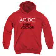 AC/DC High Voltage Stencil Youth Pullover Hoodie Sweatshirt Red