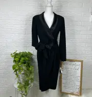 Women's NWT size 10 Adrianna Papell Knit Crepe Tuxedo Wrap Dress black