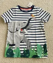 Mini Boden Elephant Appliqué Shirt Size 7-8