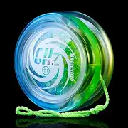 [MAGICYOYO] Responsive JoJo for Children, 2A Looping Yoyo D1 GHZ, Crystal Blue Yellow Gradient Yoyo, Beginner JoJo with 6 JoJo Cords