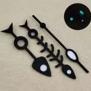Modified 13mm Green Lume Black Fish Shape Watch Hands for NH35/36 NH38 NH72