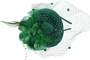 [Vaguelly] Vintage Mesh Yarn Fascinator Hat with Plume Accents Elegant Tea Party Hair Clip for Weddings Special Occasions Decorative Head for Women