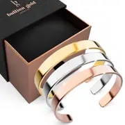 Boxed 3 Tri-Tone Avenue Classic Cuff Bangle Set - 8mm