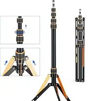 soonpho Travel Light Stand 86.6in / 2.2m Carbon Fiber Sturdy Light Weight Portable Tripod Light Stand with Carry Bag for Photography Studio Outdoor Shooting Speedlight Flash Reflector Ring Light, TXWDJ-1