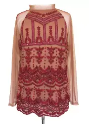 Sundance Jourdan Top M Women Embroidered Sequined Mesh NWT