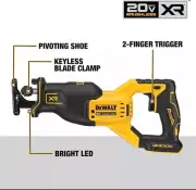 DEWALT 20V MAX XR Reciprocating Saw, Keyless Blade Clamp,Bare Tool Only DCS382B