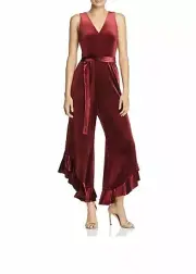 Betsey Johnson, Flared Leg Velvent Jumpsuit, Burgundy, size 10, sleeveless