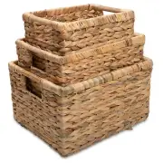 Set of Wicker Baskets for Home Organization, Water Hyacinth Storage Baskets