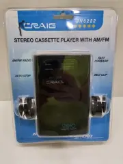 VINTAGE CRAIG JH6222 PORTABLE STEREO CASSETTE PLAYER With AM/FM RADIO New