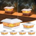 Solar Post Cap Lights, Warm Light& Flickering Flame Fence Post Lights for 3.5...