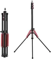 189cm/74.4in Adjustable Tripod Stand Video Light Stand Aluminum Alloy Material 3-Section Adjustable 5kg/11lbs Load Capacity with 1/4in Threaded Screw for Video LED/Flaah Light/Softbox/Reflector Red