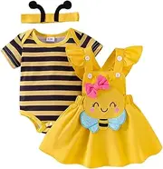 [TOKIAGO] Baby Girl Clothes Summer Outfit Newborn Ruffle Romper Cartoon Suspender Skirt Bow Headband Set 0-18 Months